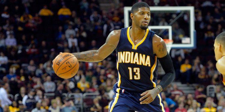 Photo of basketball player, Paul George who broke his leg