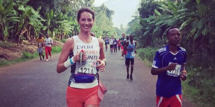 Workout addict Christy Turlington running in the jungles.