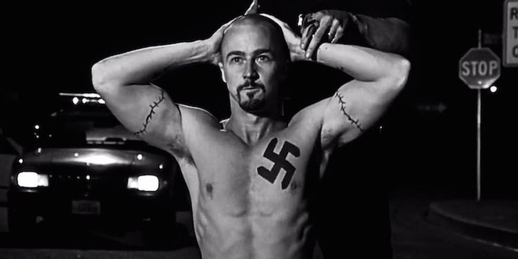 Photo of Edward Norton in American History X looking shredded