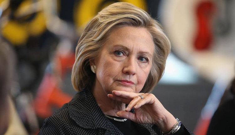 Photo of Hillary Clinton with serious grimace