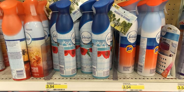 Photo of air freshner bottles on shelf in store