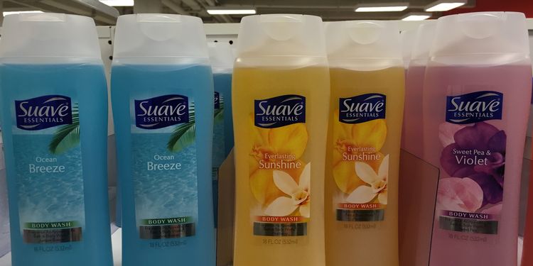 Photo of body wash bottles on shelf