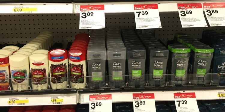 Photo of deodorant on shelf in store