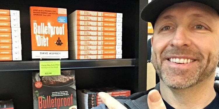 Wellness warrior Dave Asprey is happy to spot his Bulletproof Diet book in the store.