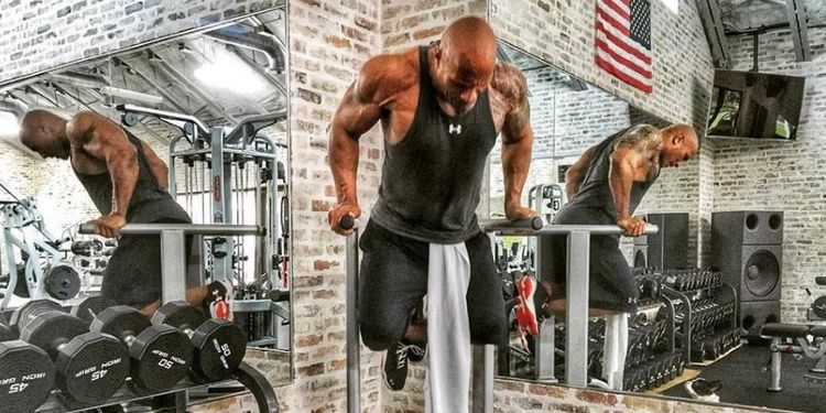 Dwayne Johnson's workout routine: parallel bar