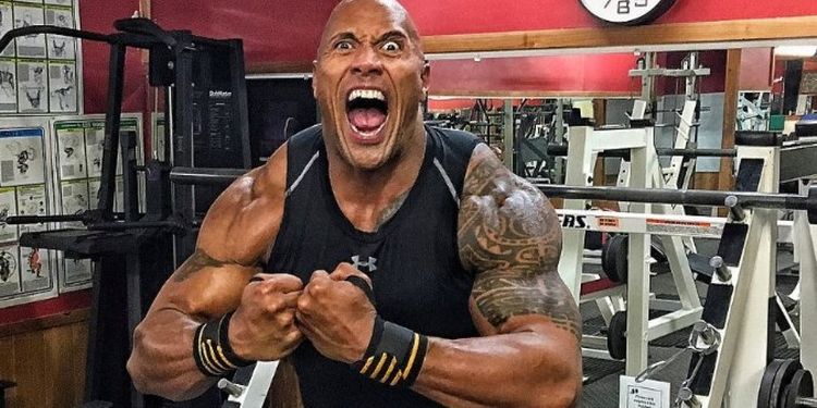 Dwayne Johnson working out