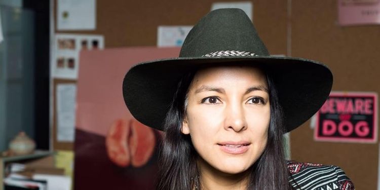 Wellness warrior Miki Agrawal in her studio creating "period-proof" underwear.