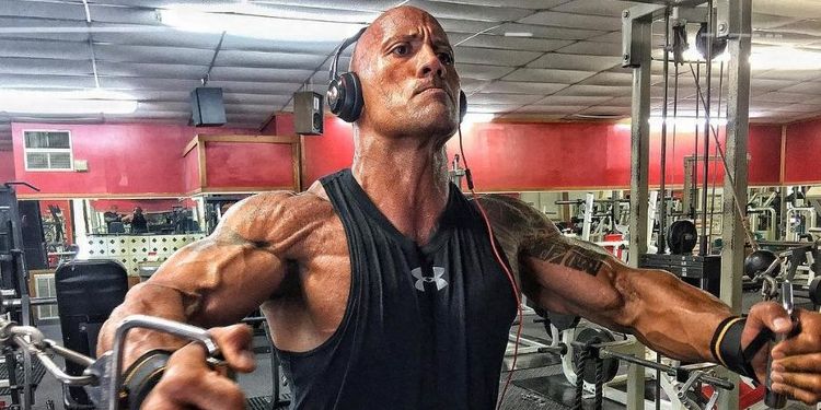 Wellness warrior Dwayne Johnson is doing workout in the gym