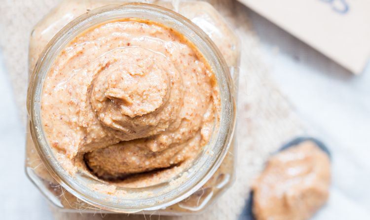 Photo of almond butter in a jar