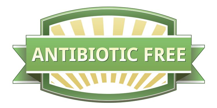 Antibiotic free food label