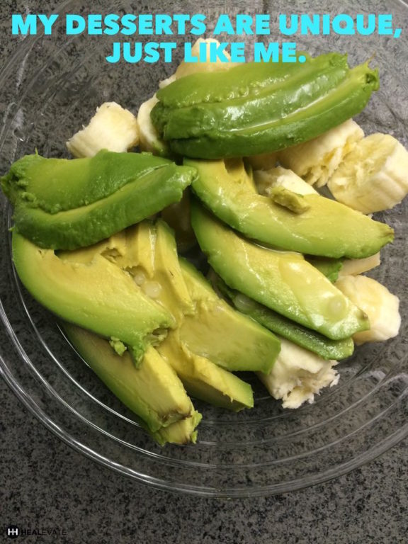 Avocado and banana, unique and healthy dessert