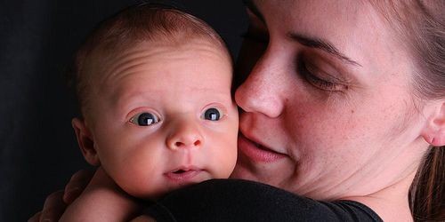 Photo of a baby and mom