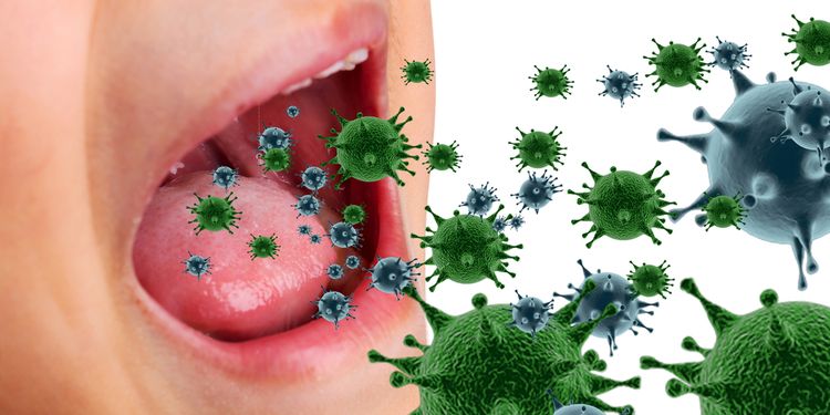 Image of disease transmitting a virus or bacteria infection with an open mouth