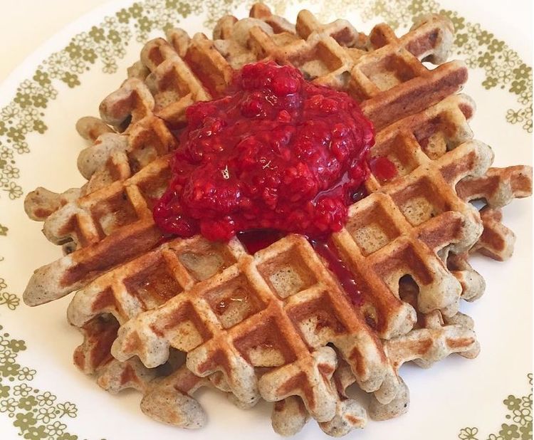 Banana Raspberry Waffles