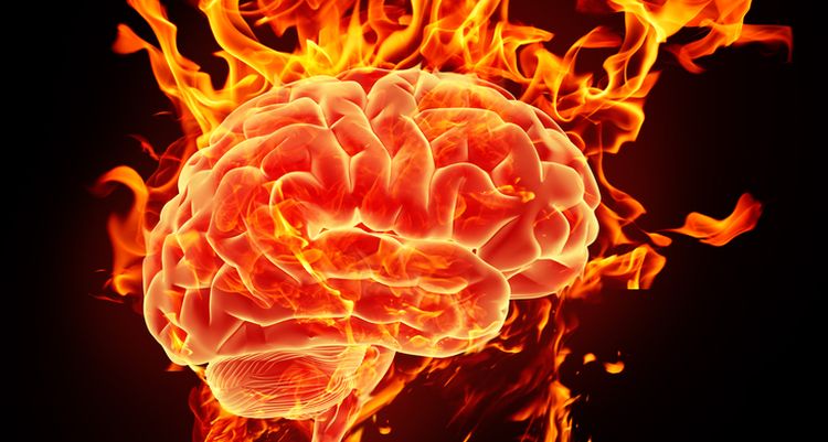 Illustration of brain on fire