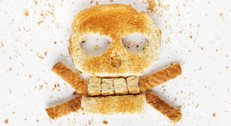 Photo of a skull made from bread slice