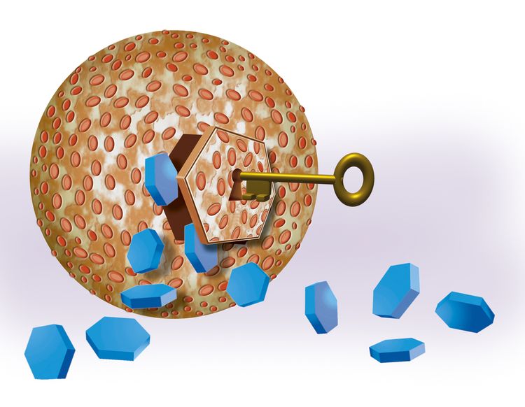 Illustration of a locked cell with a key