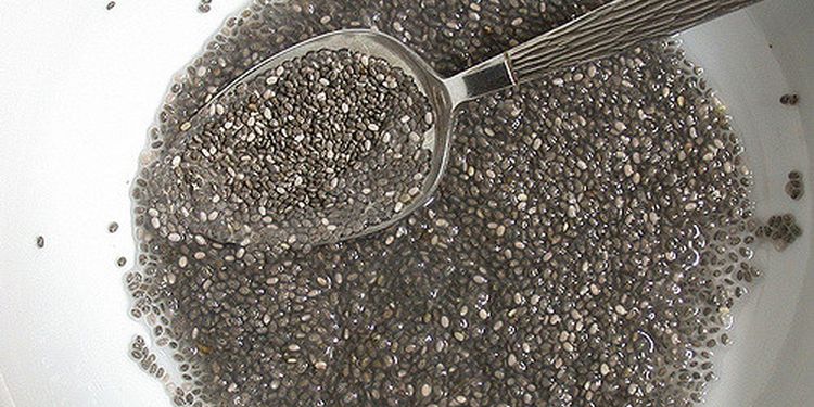 Photo of chia seed soaked in plate with spoon