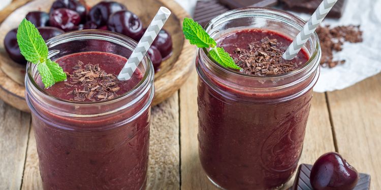 Photo of chocolate cherry hemp seed smoothie