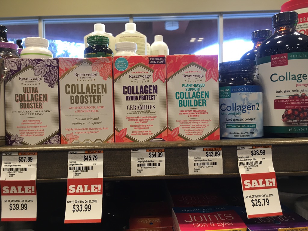 Photo of collagen booster packs on a shelf