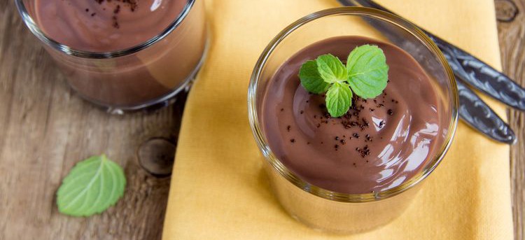 Photo of jars with dark chocolate ice cream