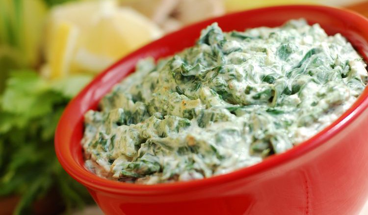 Photo of fresh vegetarian spinach artichoke dip