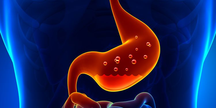 Illustration of a stomach acid in stomach