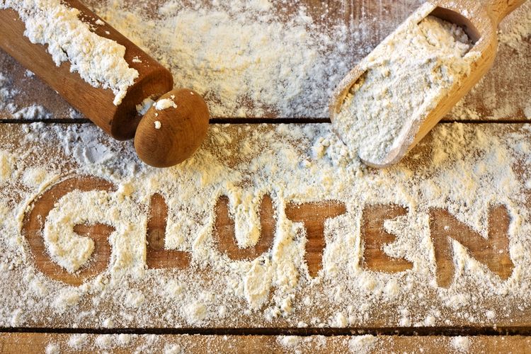 Photo ofa word Gluten written in flour