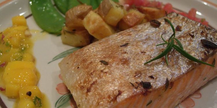 Photo of served grilled salmon