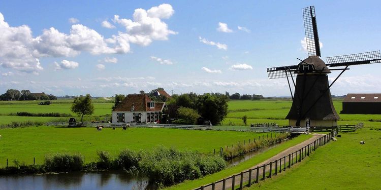 Photo of landscape with windmill in Netherland