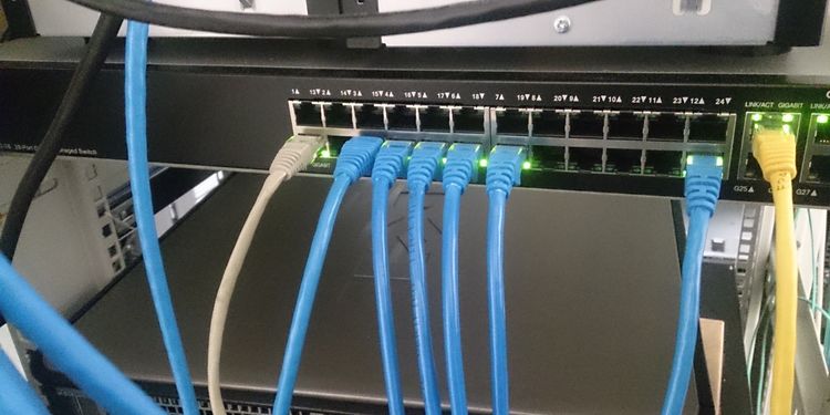 Photo of network cables with a switch