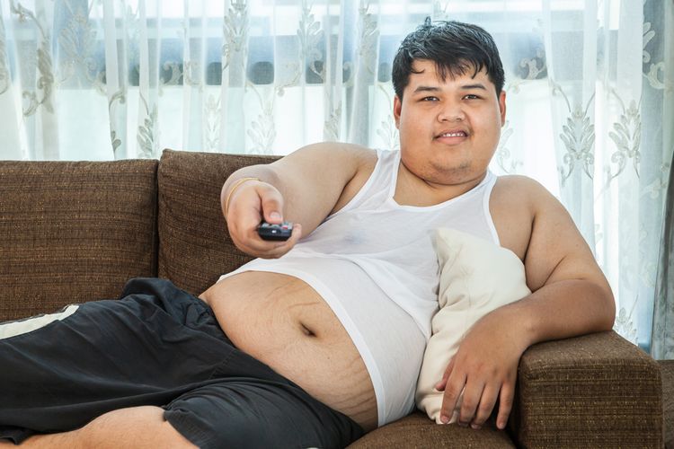 Photo of an Overweight Man on Sofa