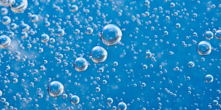 Photo of small bubbles in clear water