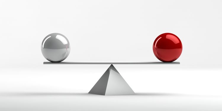 Conceptual image of perfect balance between two issues