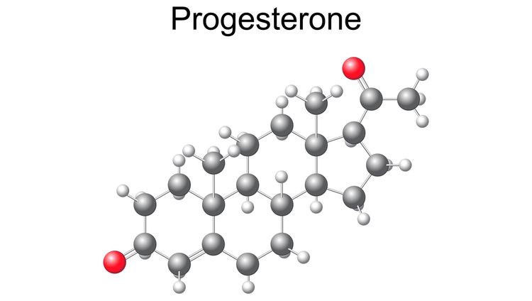 Illustration of a progesterone molecule