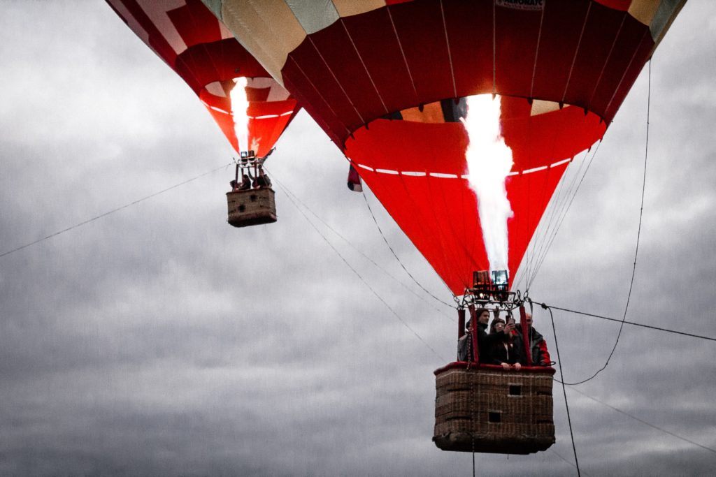 riding hot air balloon