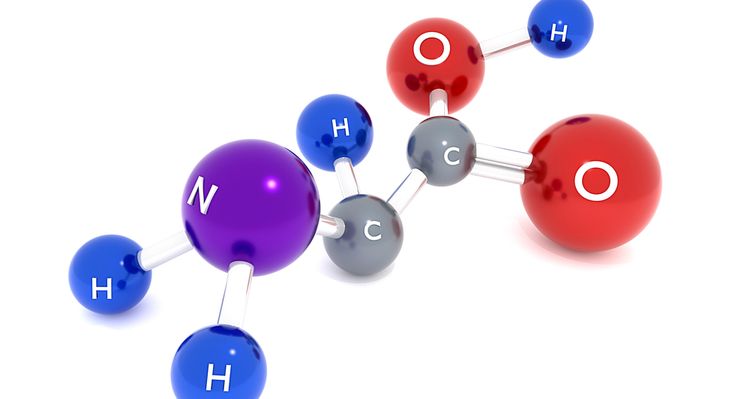 Amino acid molecules on a white background