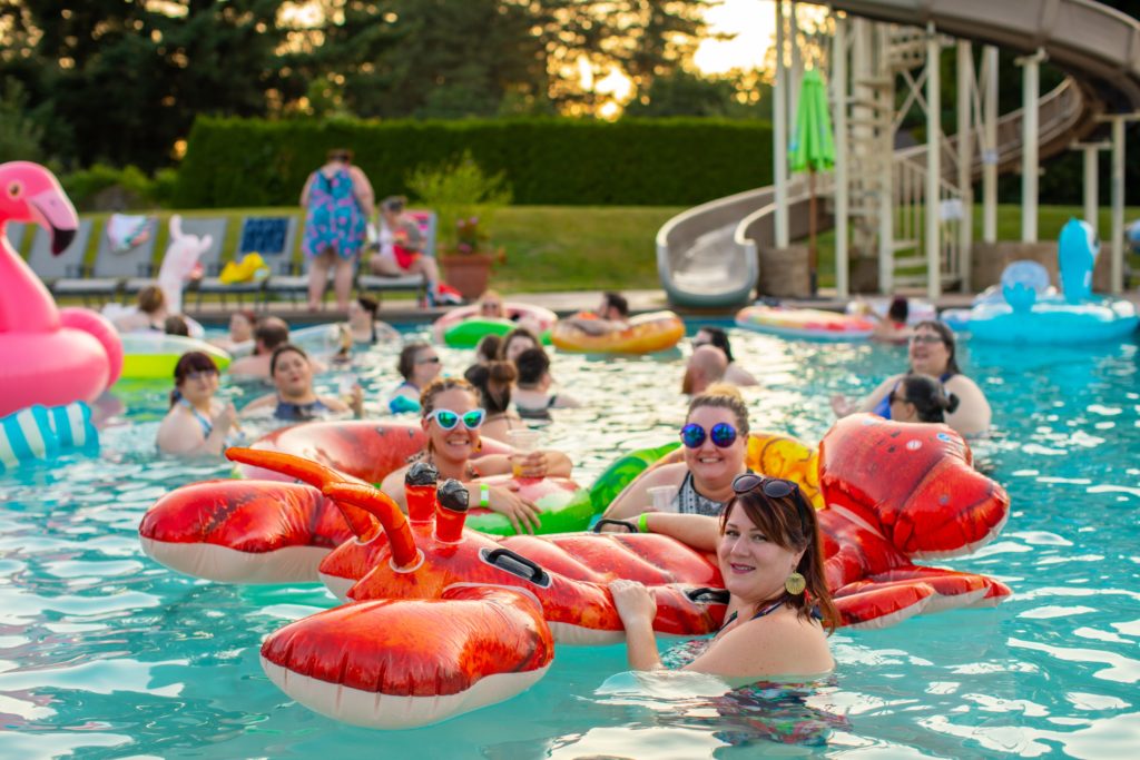 swimming at water park