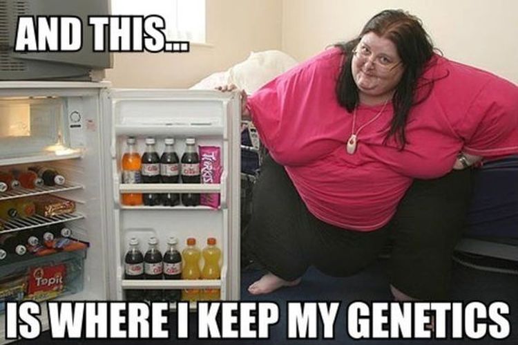 Photo of oveweight woman holding the door of opened fridge showing soda bottles