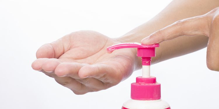 Photo of a person applying anti-bacterial soap