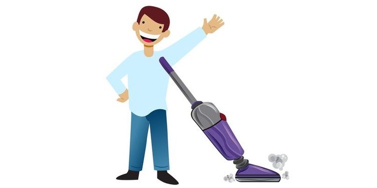 Illustration Of a man doing vacuum cleaning