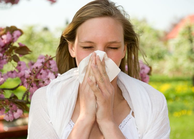 Photo of Woman Sneezing having seasonal allergy