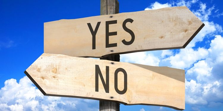 Illustration of a direction sign saying Yes And No