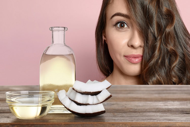 healthy hair with natural coconut oil